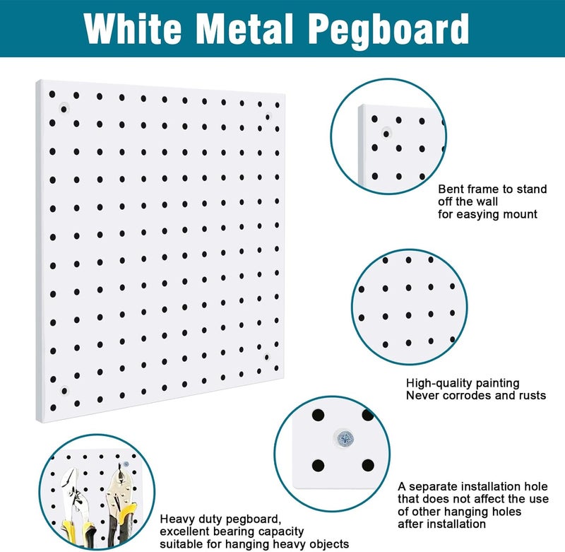 Daanxw Peg Board Kit, Includes Pegboard and Accessories,with Hooks and Bins,Peg Board Wall Organizer for Office,Ornaments Display,Crafts Organization (129, White) - Image 5